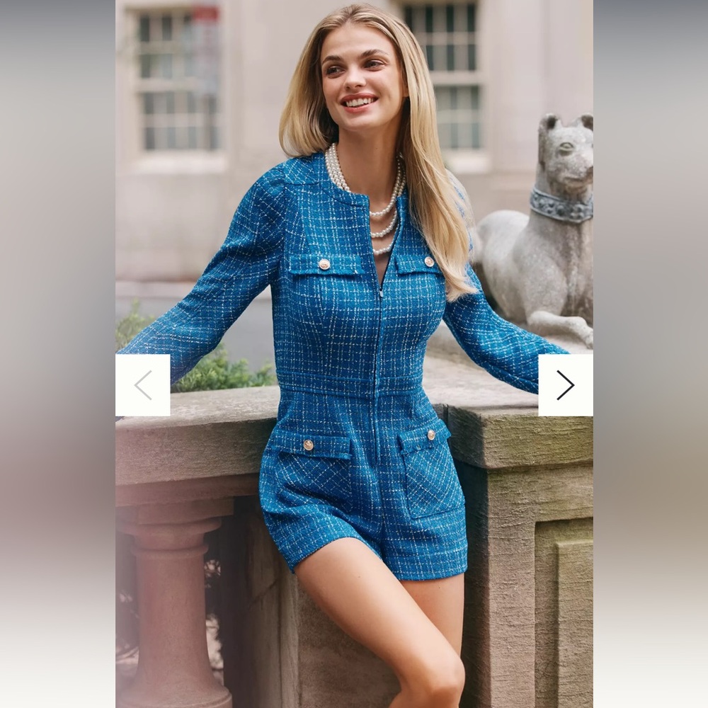 NWT Anthropologie Saylor Long Sleeve Tweed Playsuit (Romper) Medium